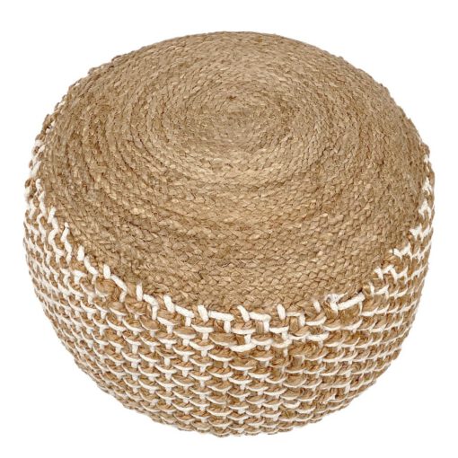 Sitzpouf Jute Sitzhocker rund 50x50 cm Deko Hocker Jute natur Sitzpouf Bodenkissen Fußhocker – Bild 2