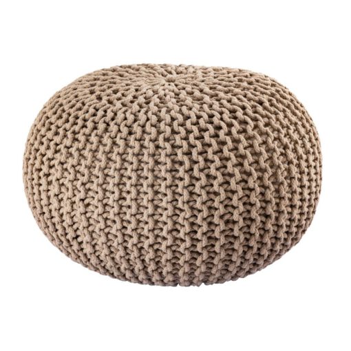 Pouf Ø 55 cm Strickhocker Sitzpouf Sitzpuff Bodenkissen Grobstrick-Optik extrahoch Höhe 37 cm – Bild 2