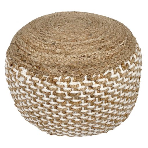 Sitzpouf Jute Sitzhocker rund 50x50 cm Deko Hocker Jute natur Sitzpouf Bodenkissen Fußhocker – Bild 3